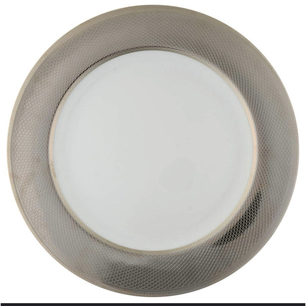 Christofle Imperial GUILLOCHÉ  Porcelain Underplate Platinum Finish New 31cm NIB